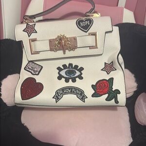 Vintage White Designer Embellished Handbag